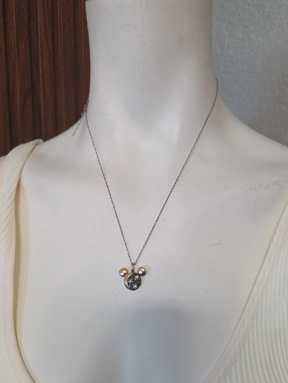 Disney Silver Tone Delicate Chain Necklace Silver 925 Mickie Mouse 925 And 10 K